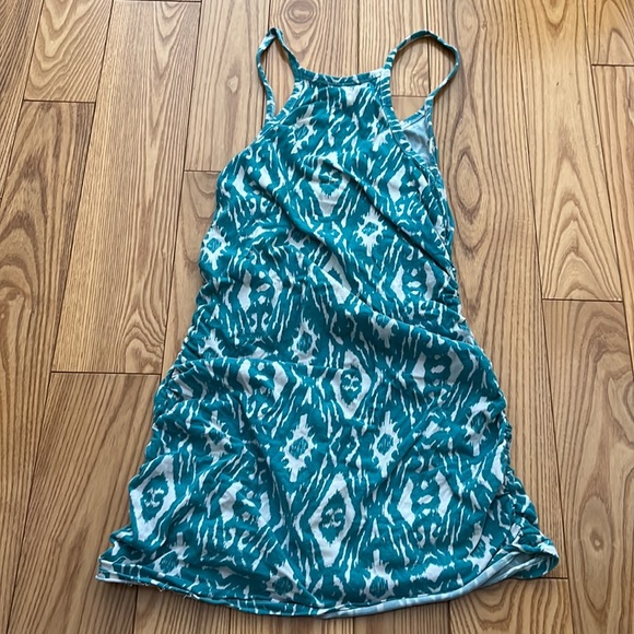 Ruched Teal And White Tank Top - Picture 2 of 5